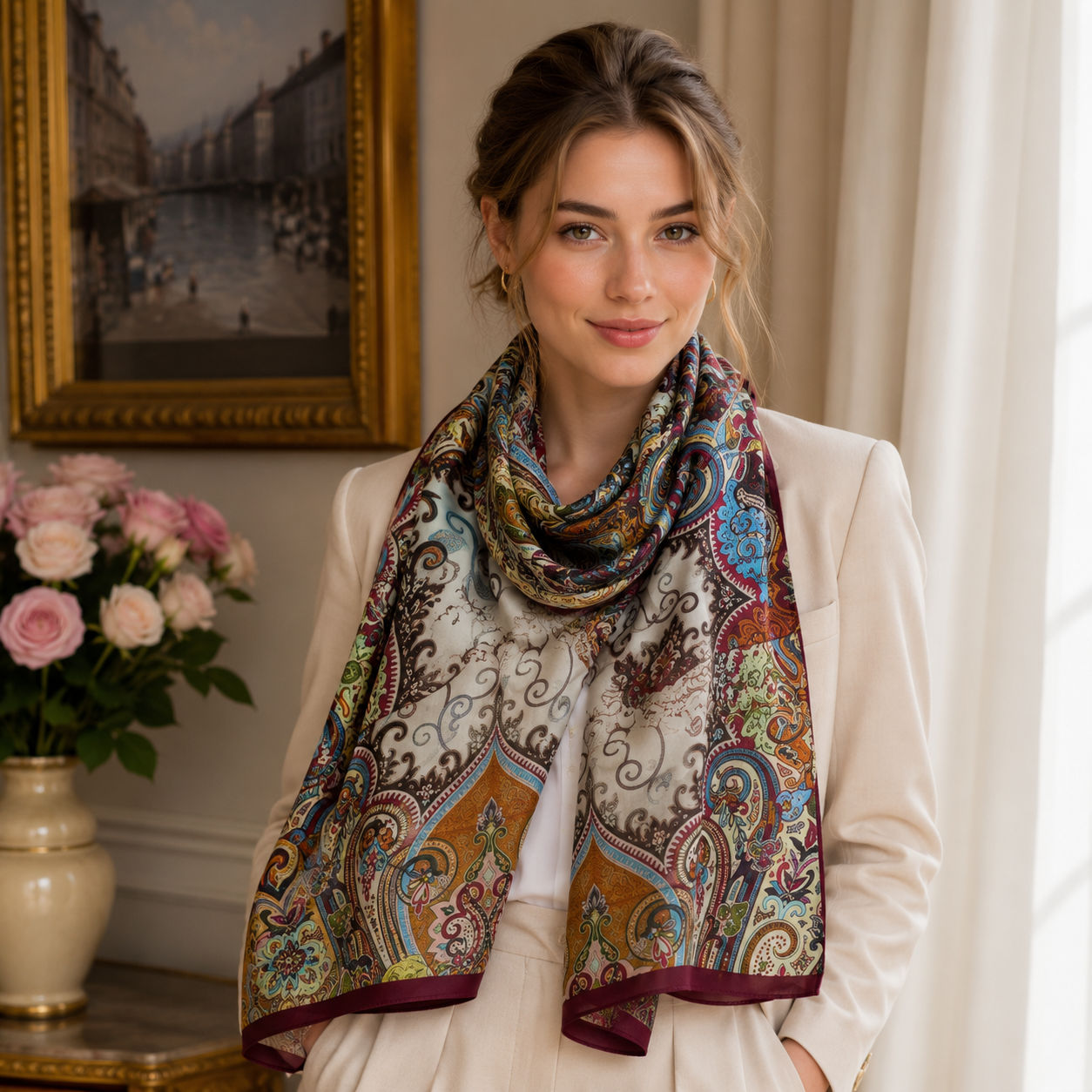 Digital Print Wool Scarf/Shawl 272